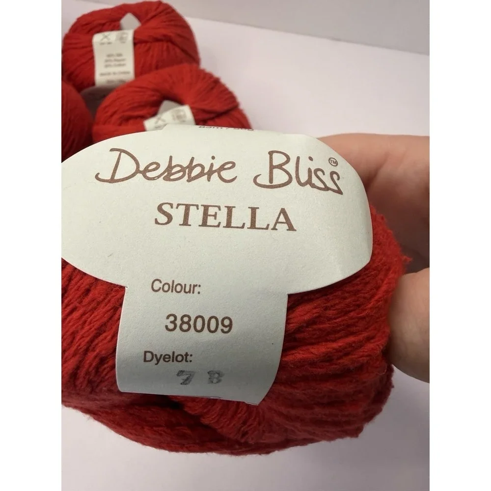 10 Skeins Debbie Bliss Stella Red Silk Rayon Cotton